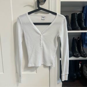 TNA white waffle Henley long sleeve t shirt